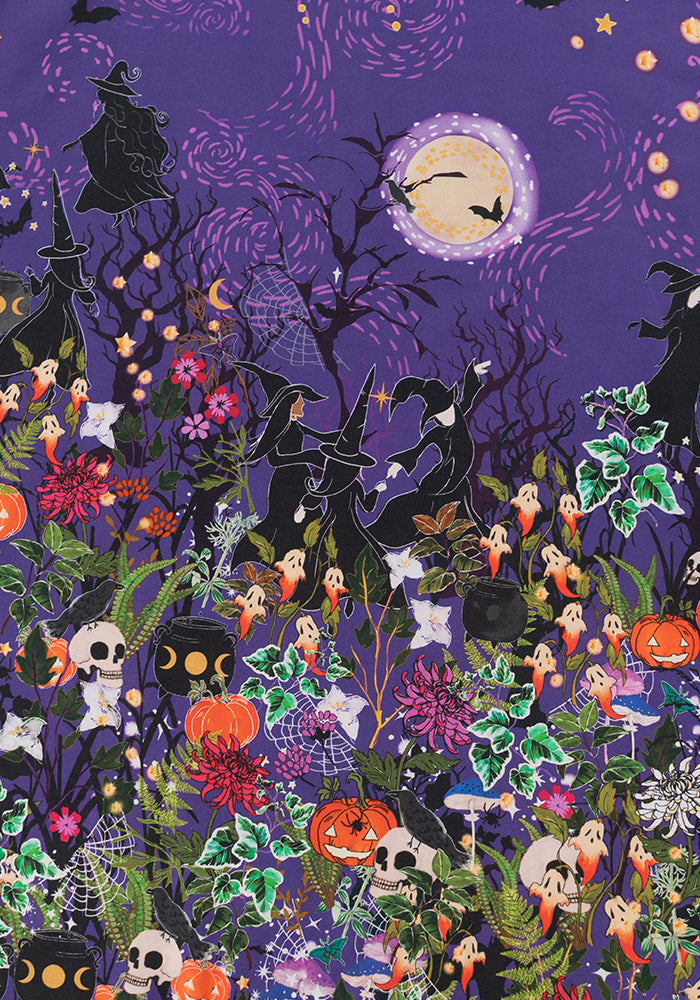 Circe Halloween Border Print Cotton Midi Dress