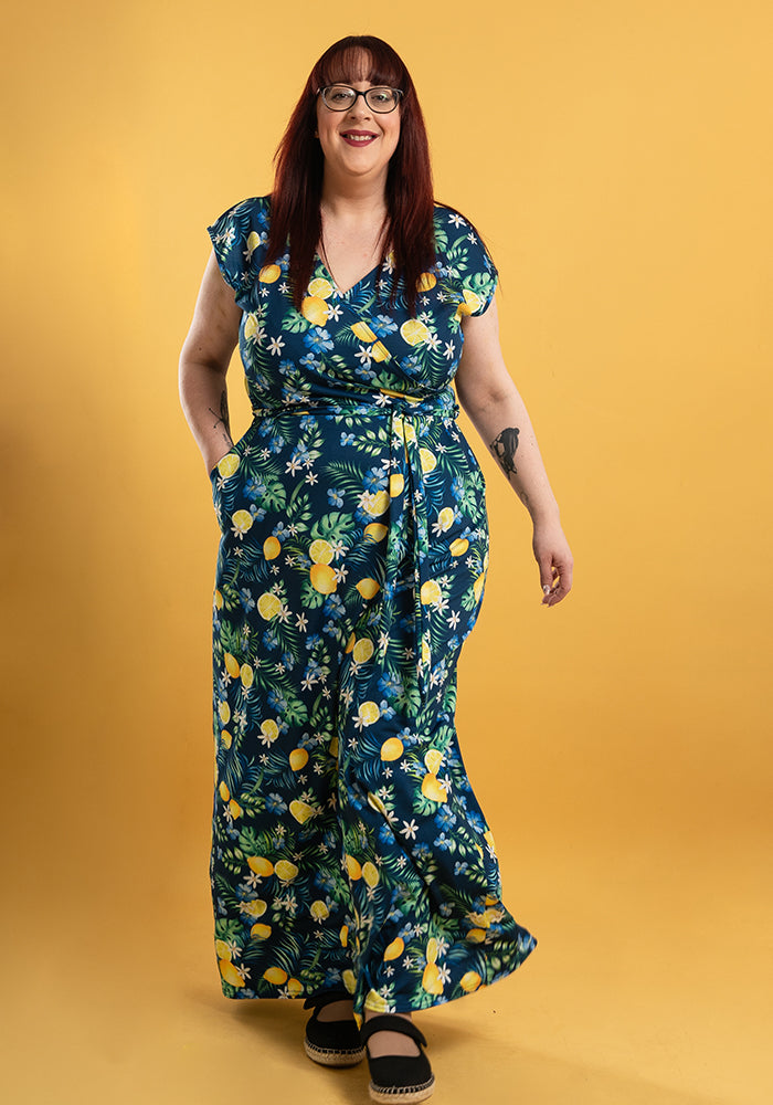 Citra Lemons & Palms Print Maxi Dress