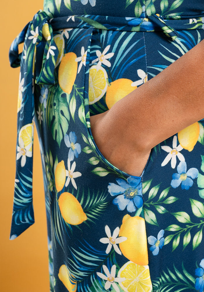 Citra Lemons & Palms Print Maxi Dress