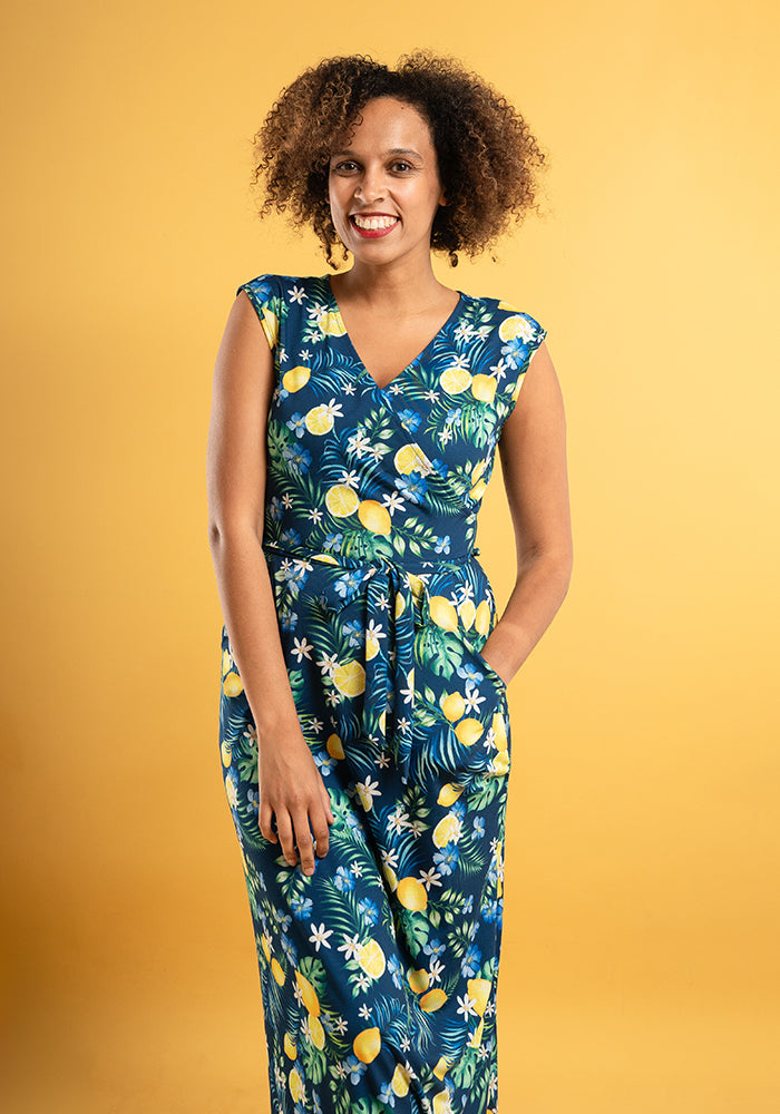 Citra Lemons & Palms Print Maxi Dress