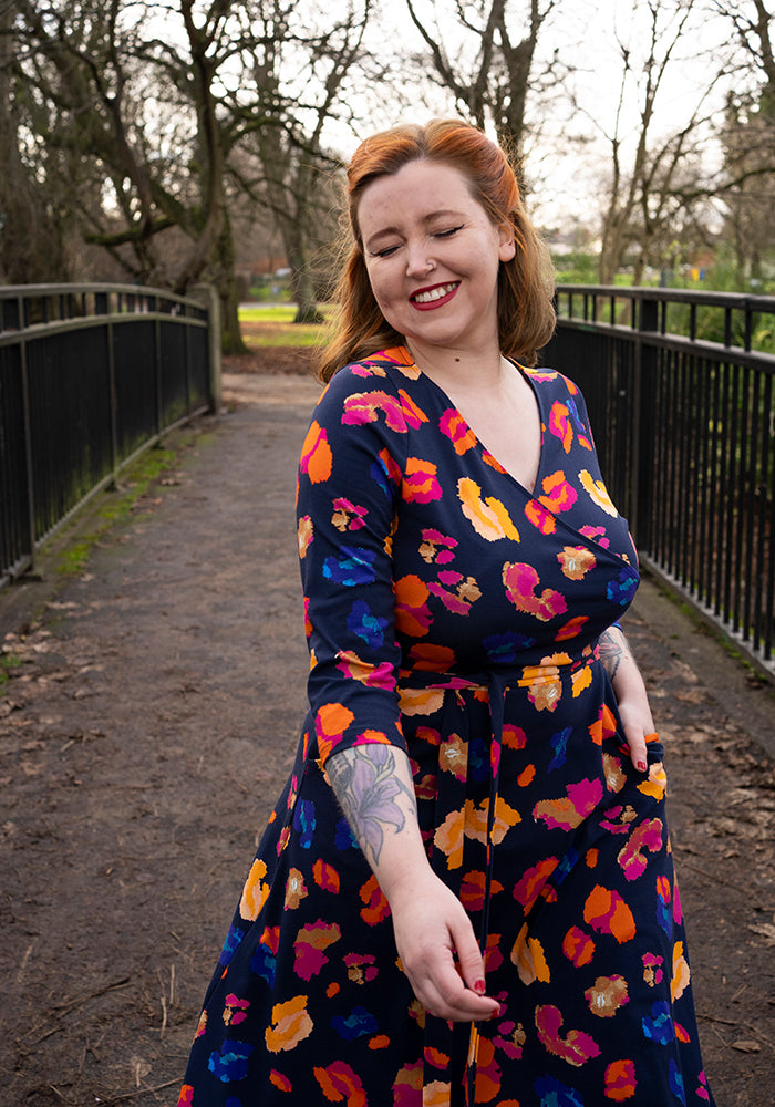 Clayton Bright Animal Print Cotton Midi Dress