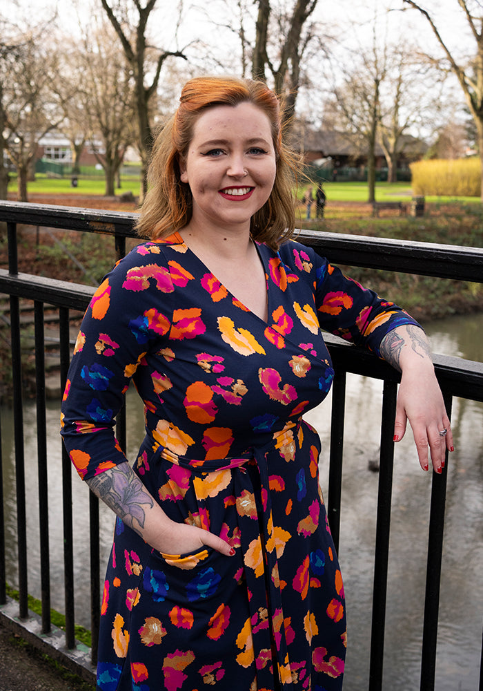 Clayton Bright Animal Print Cotton Midi Dress