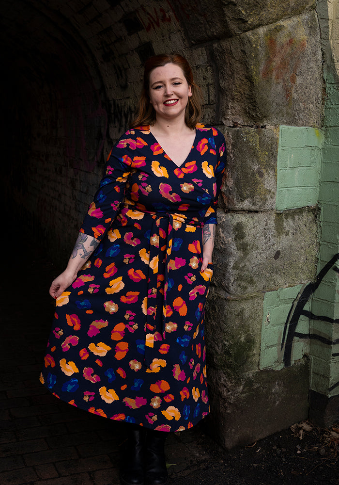 Clayton Bright Animal Print Cotton Midi Dress - Main Image