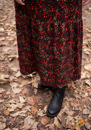 Clemency Orange Ditsy Floral Print Cotton Tiered Hem Midaxi Dress