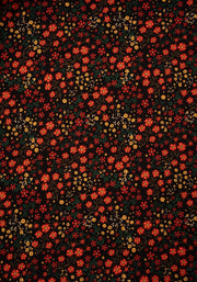 Clemency Orange Ditsy Floral Print Cotton Tiered Hem Midaxi Dress
