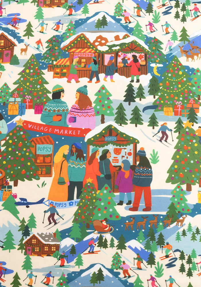 Clementina Christmas Village Print Dress