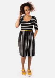 Clemmie Black & Ecru Stripe Dress