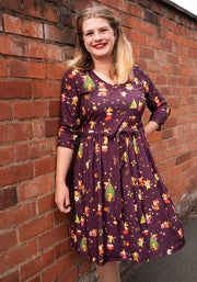 Cleodora Christmas Mice Print Dress