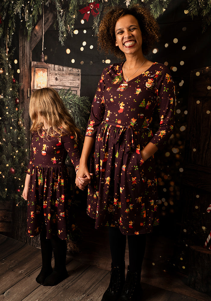 Cleodora Christmas Mice Print Dress