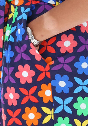 Fifth angle of Cocco Retro Rainbow Floral Print Cotton Culotte Jumpsuit