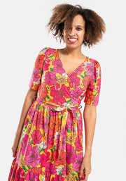 Colby Bold Floral Print Tiered Hem Midaxi Dress