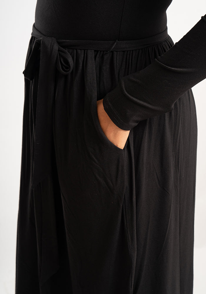 Second angle of Coleen Black Viscose Dress