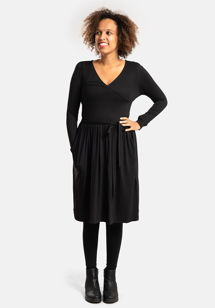 Front view of Coleen Black Viscose Dress