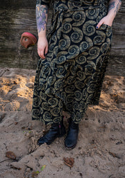 Colette Fossil Print Tiered Hem Cotton Midaxi Dress