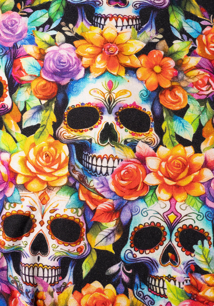 Second angle of Romie Rainbow Floral Skull Print Jersey Midi Dress