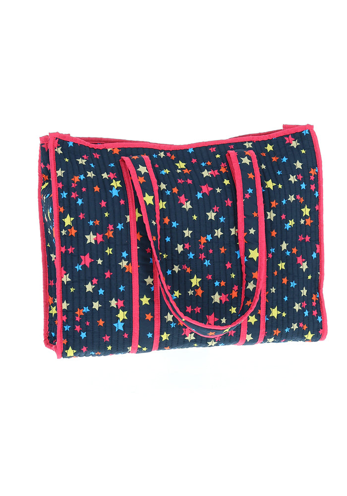 Fourth angle of Colourful Star Print Quilted Tote Bag