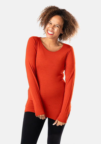 Copper Long Sleeve Round Neck Top