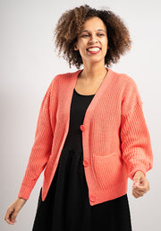 Coral Ribbed Cardigan