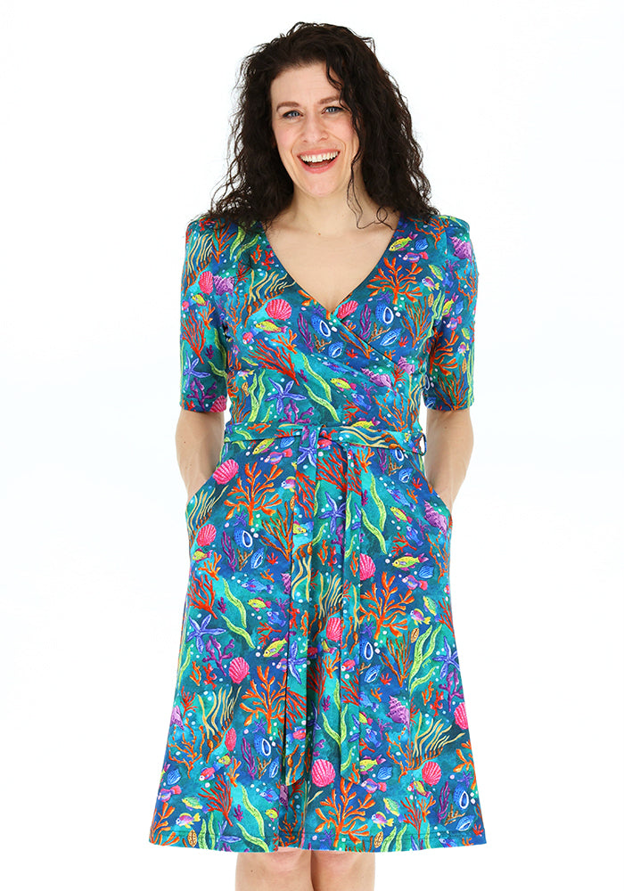 Fourth angle of Corali Coral Reef Print Cotton Dress
