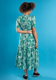 Coretta Butterfly Stencil Print Cotton Midaxi Dress