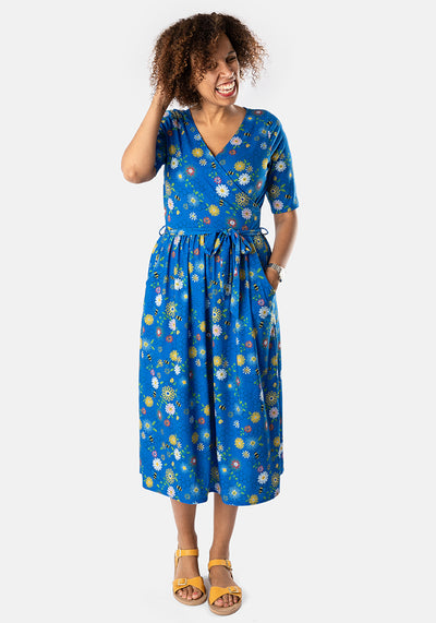 Cornelia Buzzing Bee Print Midi Dress