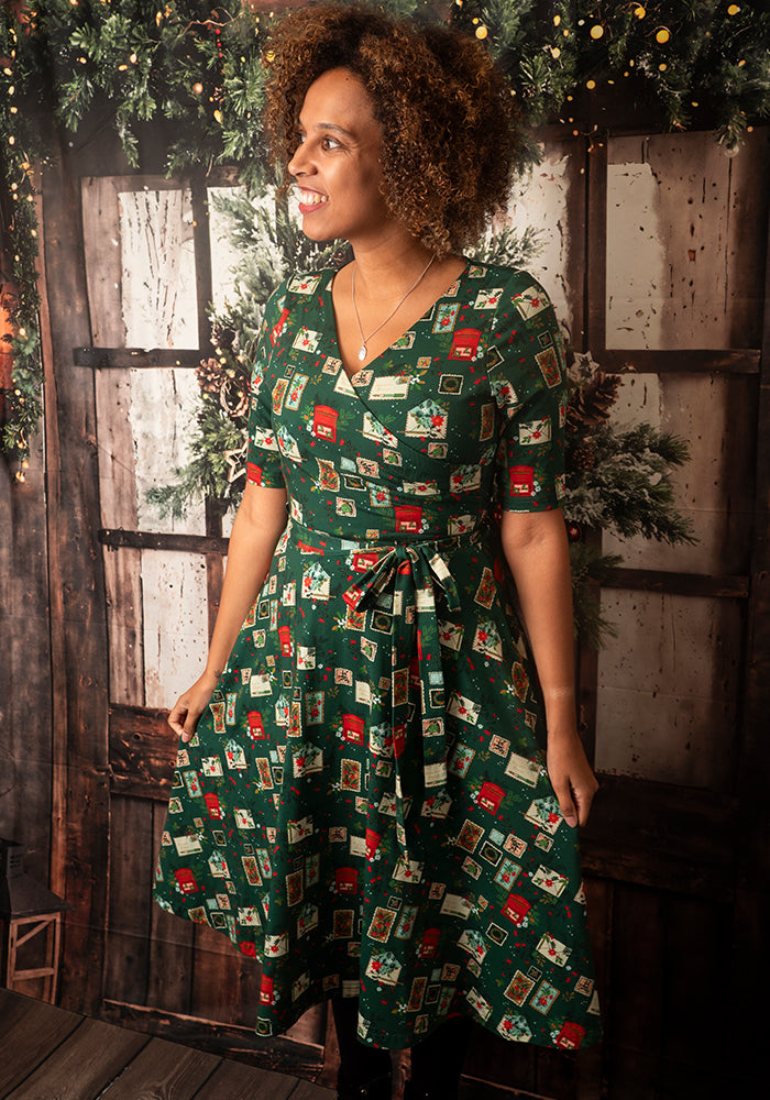 vintage christmas print dress Cornelius Festive Swing I I Popsy Clothing Icons