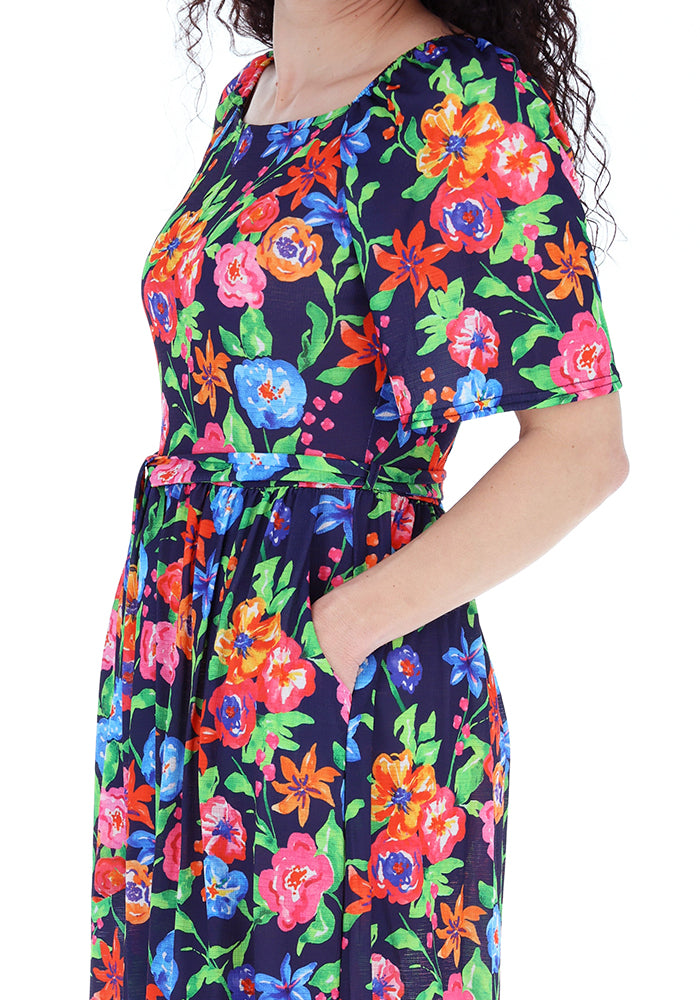 Fourth angle of Cosette Painted Floral Print Midi Dress