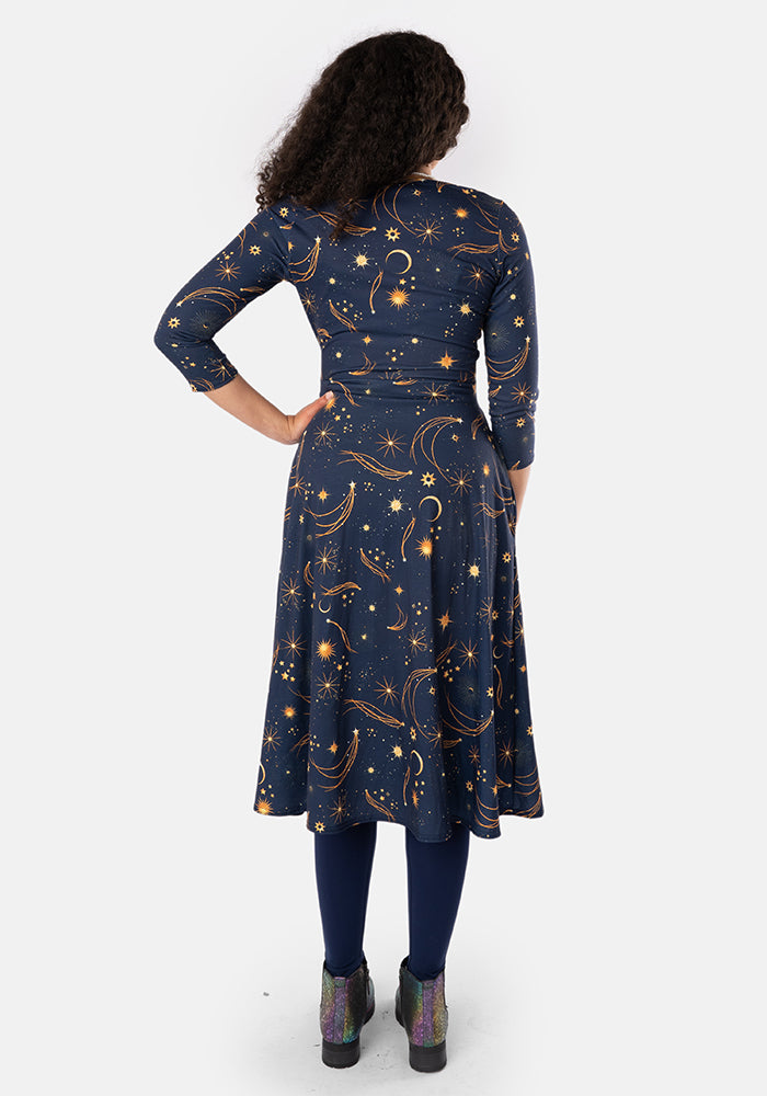 Cosmic Galaxy Print Midi Dress