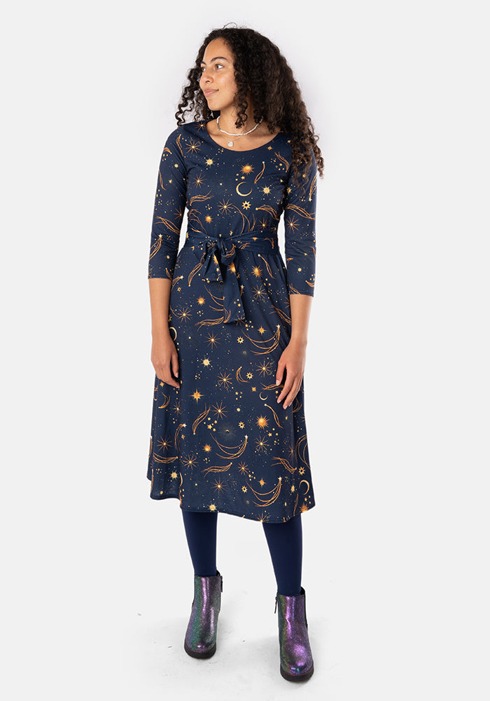 Cosmic Galaxy Print Midi Dress