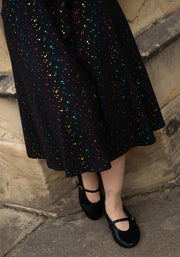 Cosmos Rainbow Dot Foil Print Swing Dress
