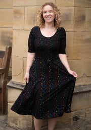 Cosmos Rainbow Dot Foil Print Swing Dress