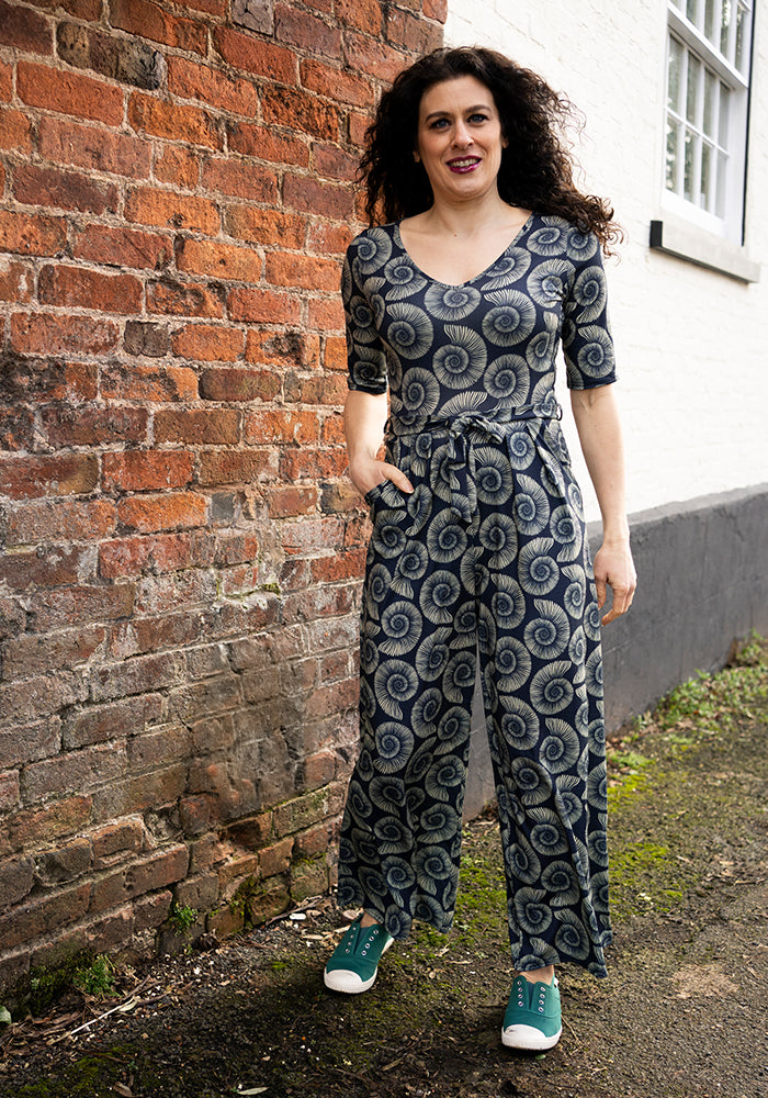 Eleventh angle of Cove Fossil Print Culotte Leg Jumpsuit
