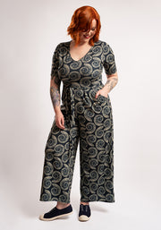Cove Fossil Print Culotte Leg Jumpsuit
