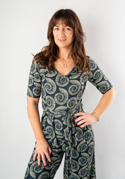 Cove Fossil Print Culotte Leg Jumpsuit