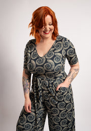 Cove Fossil Print Culotte Leg Jumpsuit
