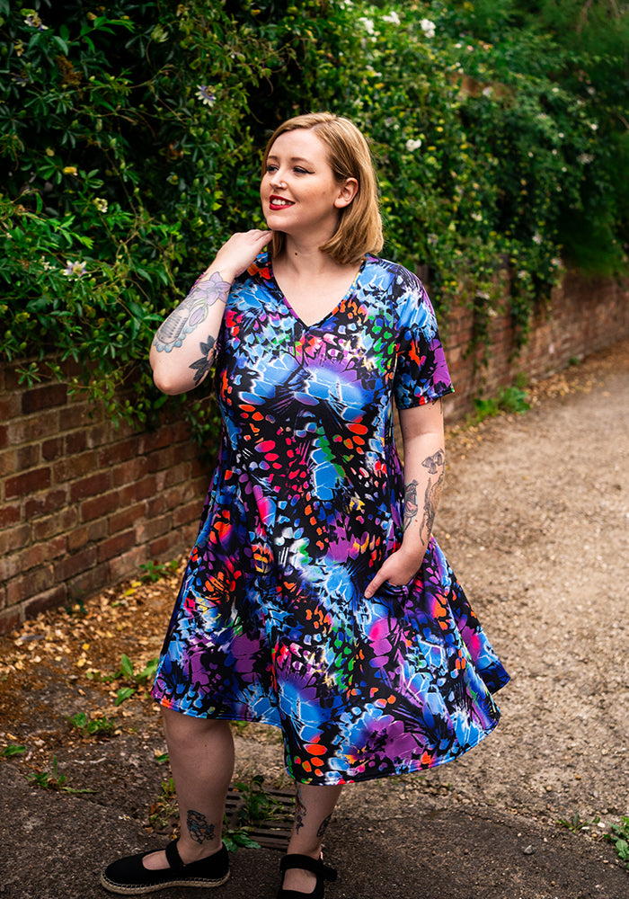 Cressida Butterfly Wings Print Trapeze Dress
