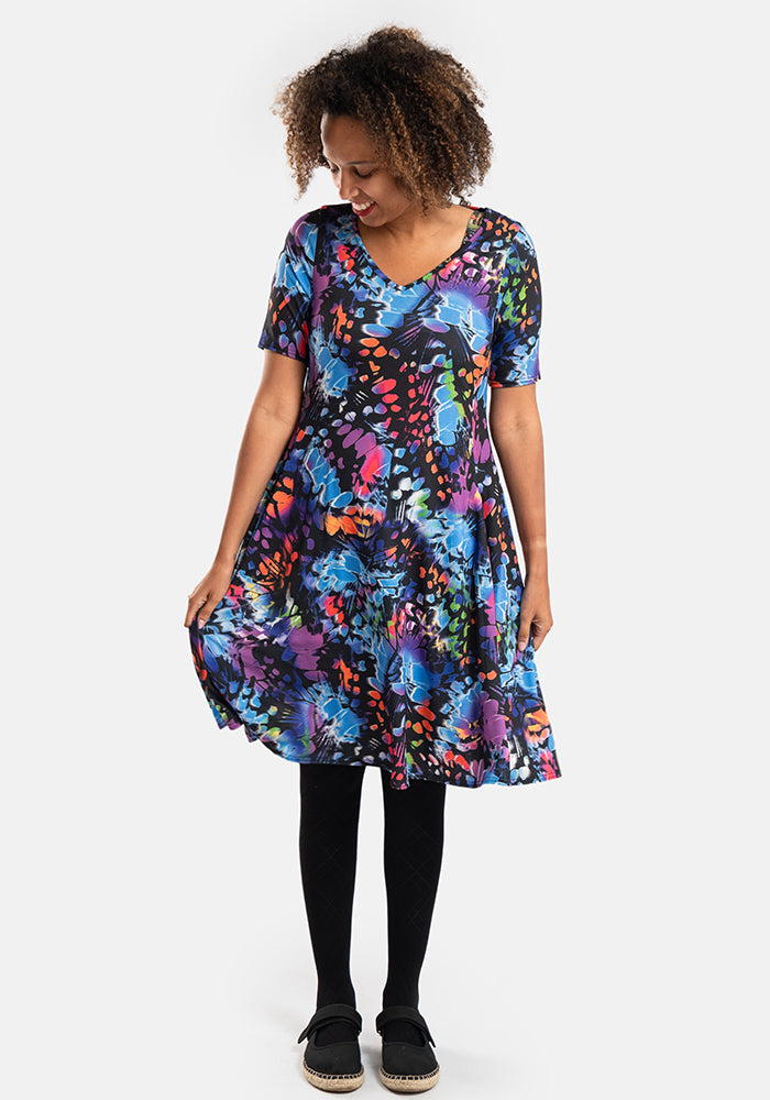 Cressida Butterfly Wings Print Trapeze Dress