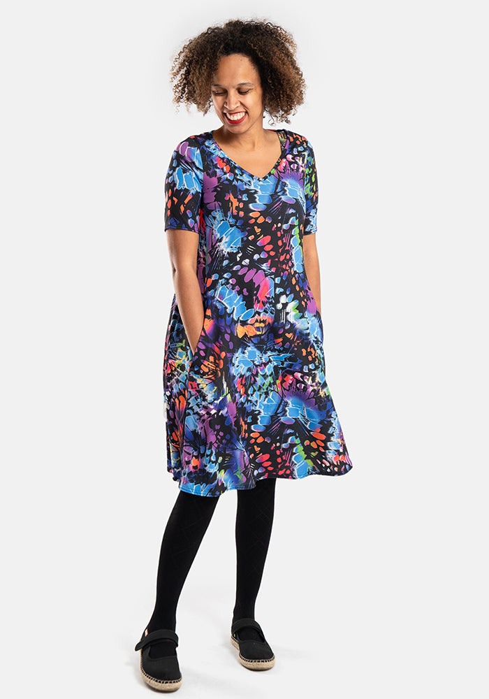 Cressida Butterfly Wings Print Trapeze Dress