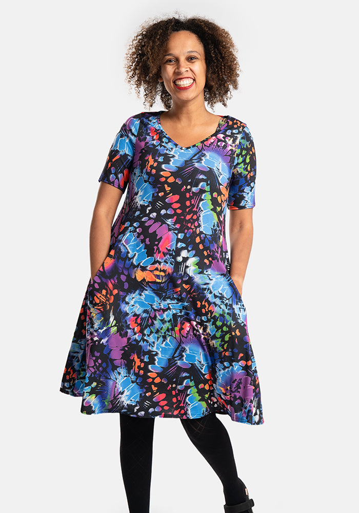 Cressida Butterfly Wings Print Trapeze Dress