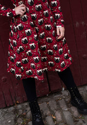 Crimson Christmas Puddings Print Cotton Dress