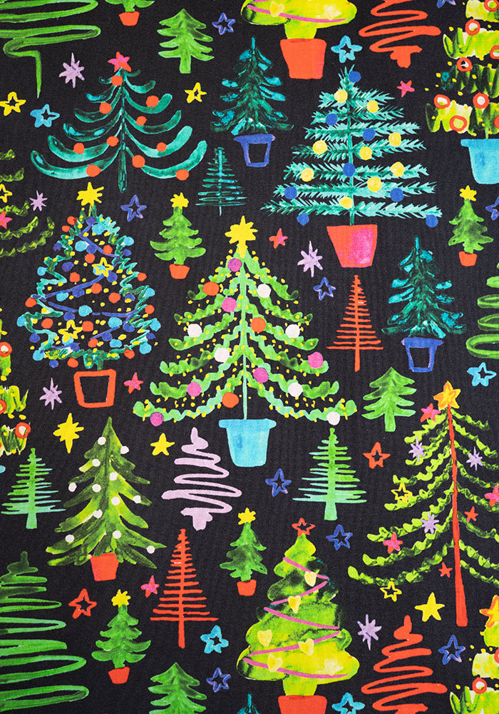 Crosby Christmas Trees Print Cotton Dress
