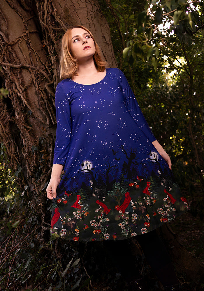 Cullen Spooky Border Print Trapeze Dress