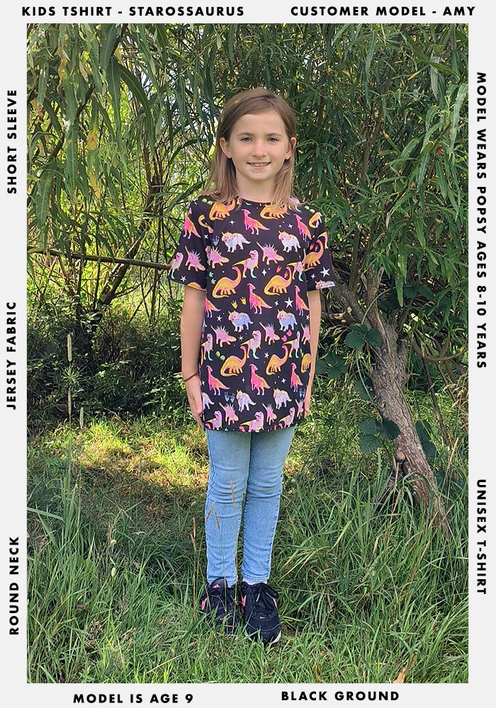 Cosmic Dinosaur Print Children's T-Shirt (Starossaurus)