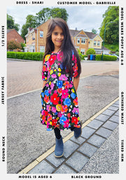 Children's Painted Flowers Print Dress (Shari)
