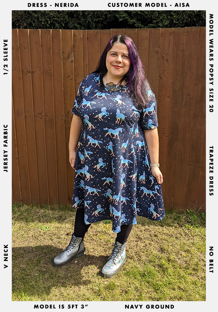 Nerida Unicorn & Stars Print Trapeze Dress