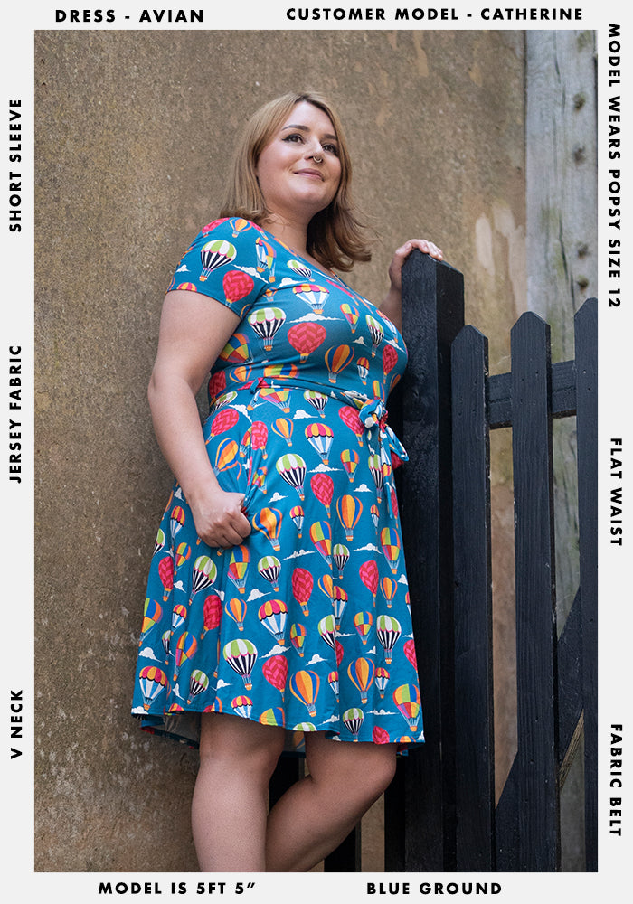 Avian Hot Air Balloon Print Dress