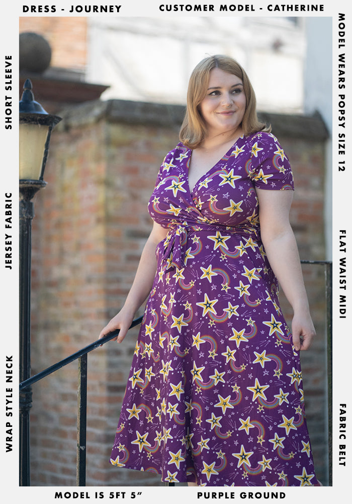 Journey Rainbow Star Print Midi Dress