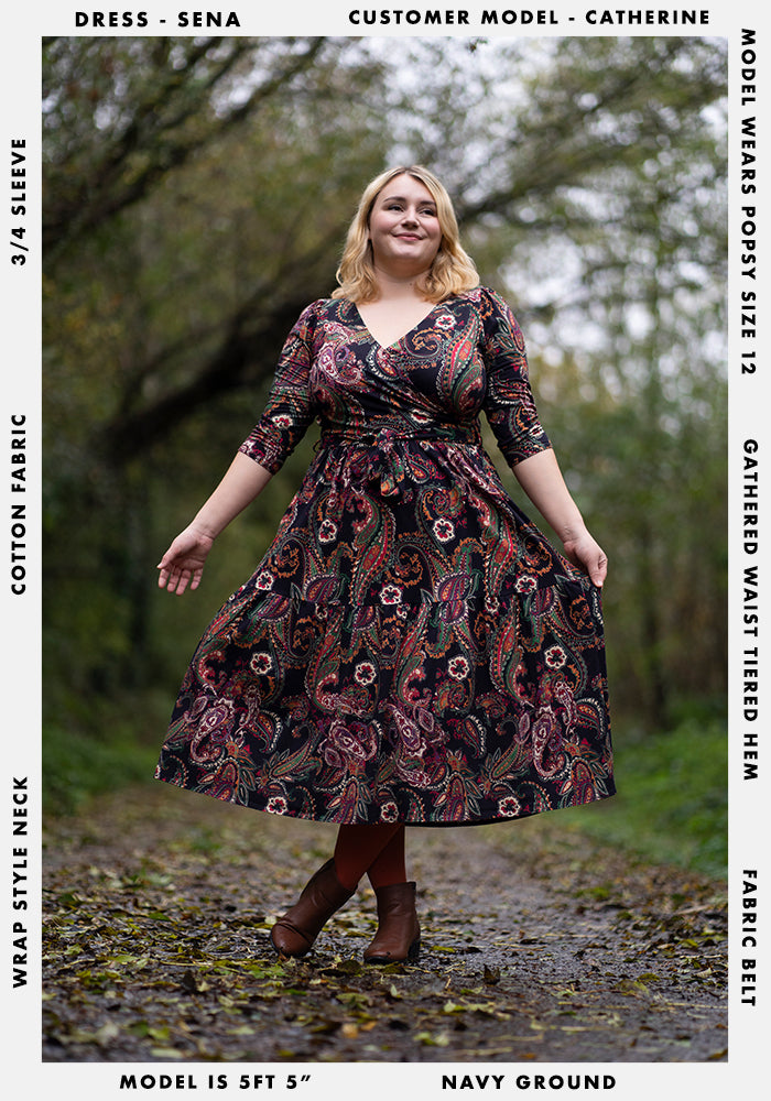 Sena Paisley Print Tiered Hem Cotton Midi Dress