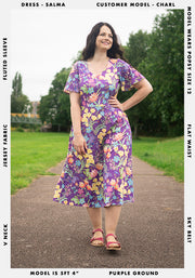 Salma Trailing Flower Print Midi Dress