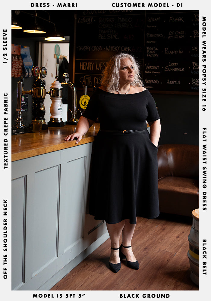 Third angle of Marri Black Swing Dress
